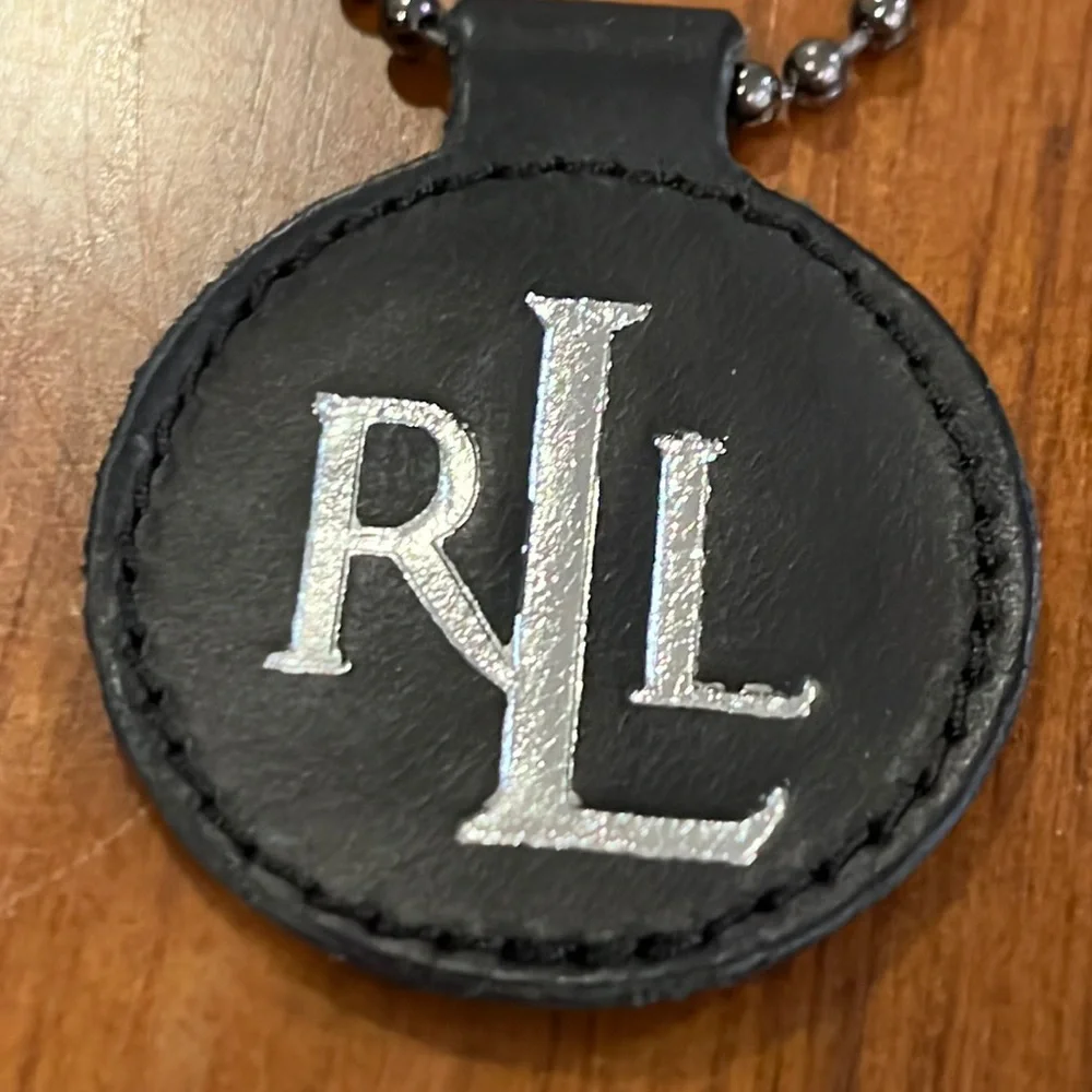 Ralph Lauren Leather hang tag Key Chain leather black silver